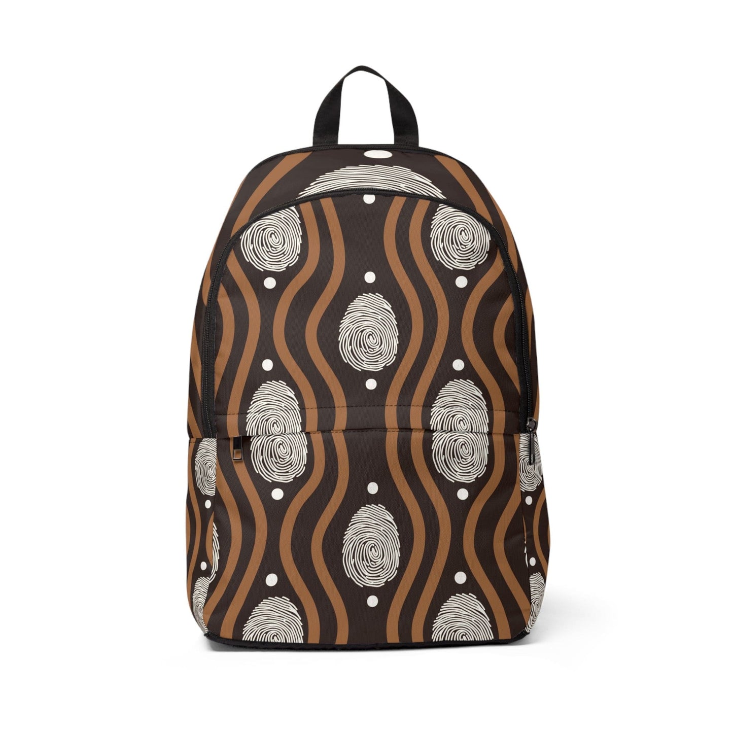 Fashion Backpack Waterproof Brown White Geometric Lines