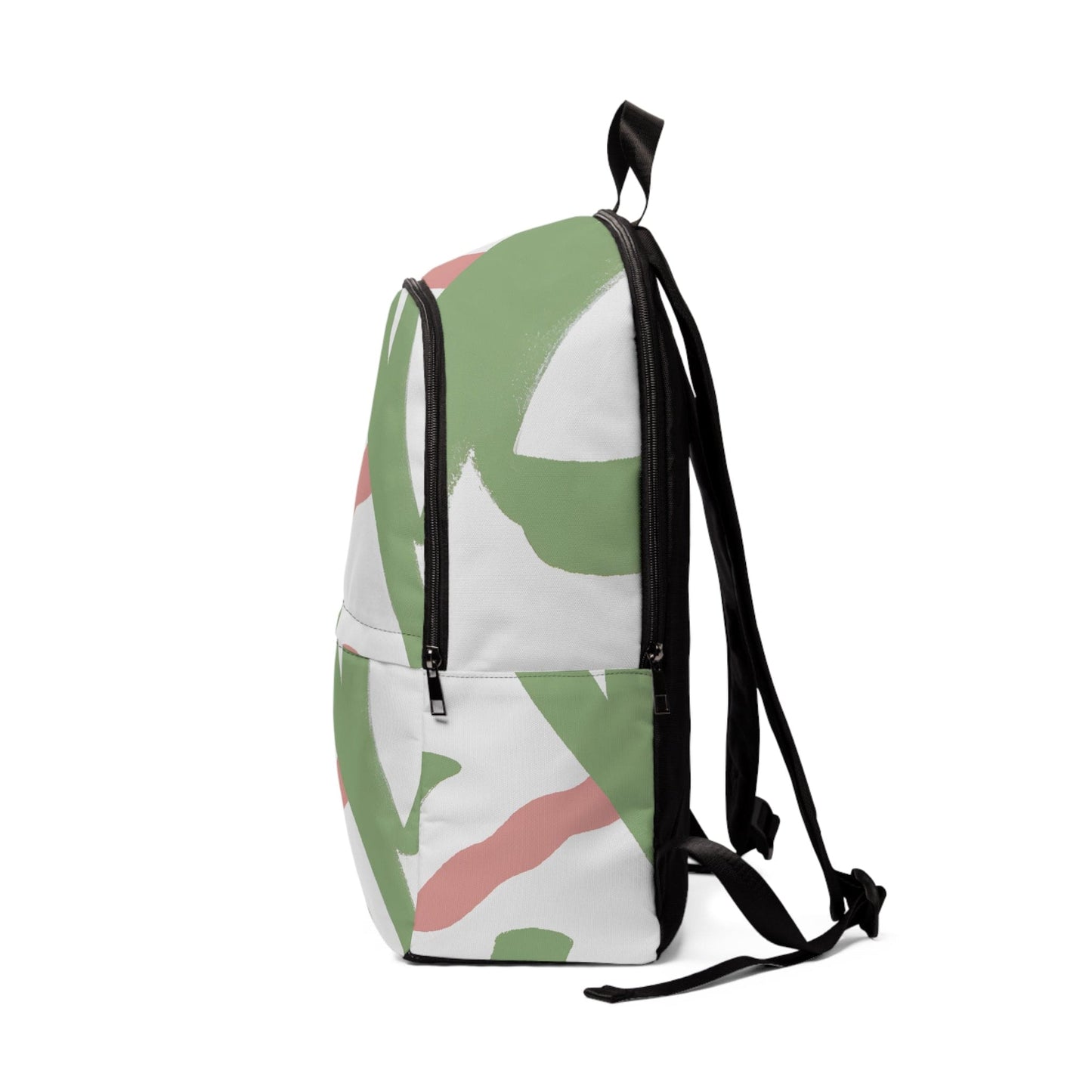 Fashion Backpack Waterproof Green Mauve Abstract Brush Stroke Pattern