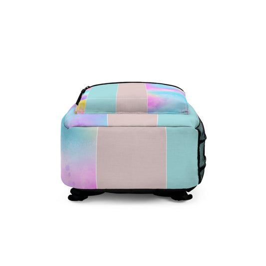 Backpack - Large Water-resistant Bag - Pastel Colorblock Watercolor Illustration