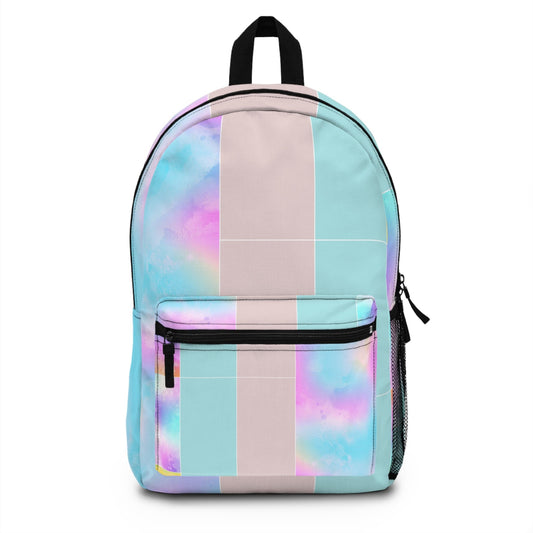 Backpack - Large Water-resistant Bag - Pastel Colorblock Watercolor Illustration