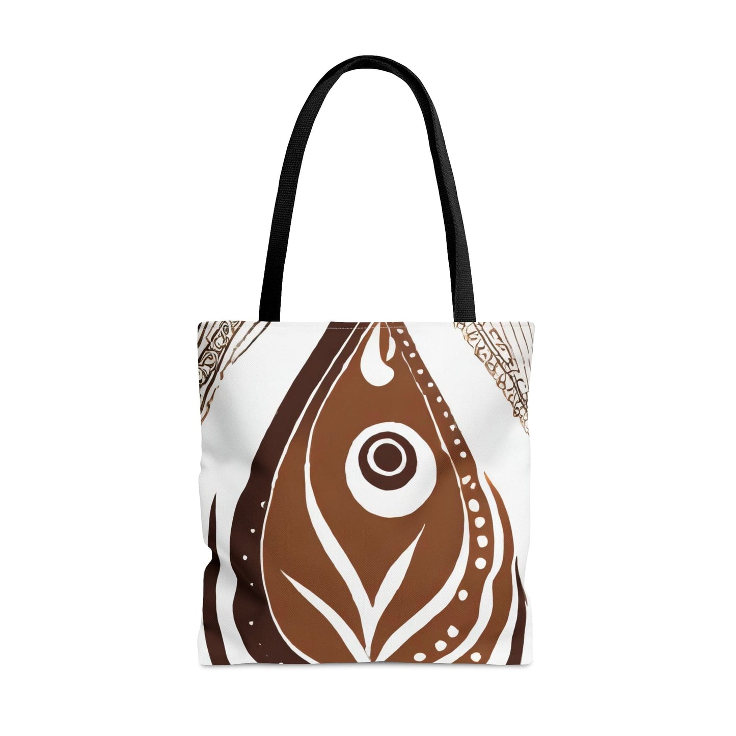 Large Tote Bag Floral Brown Line Art Print 35227