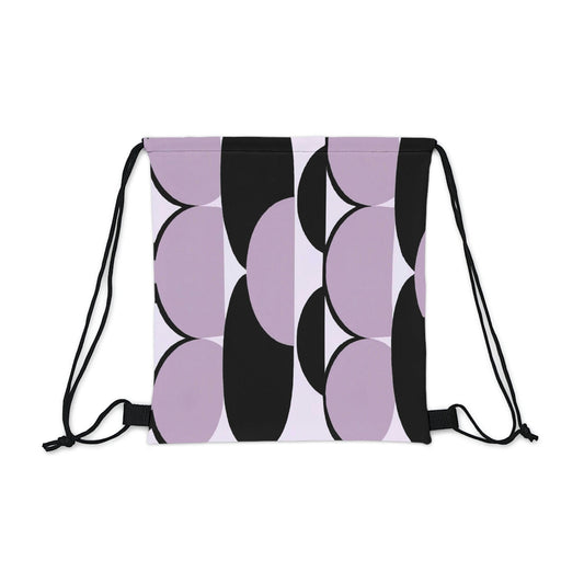 Drawstring Backsac Bag - Geometric Lavender and Black Pattern
