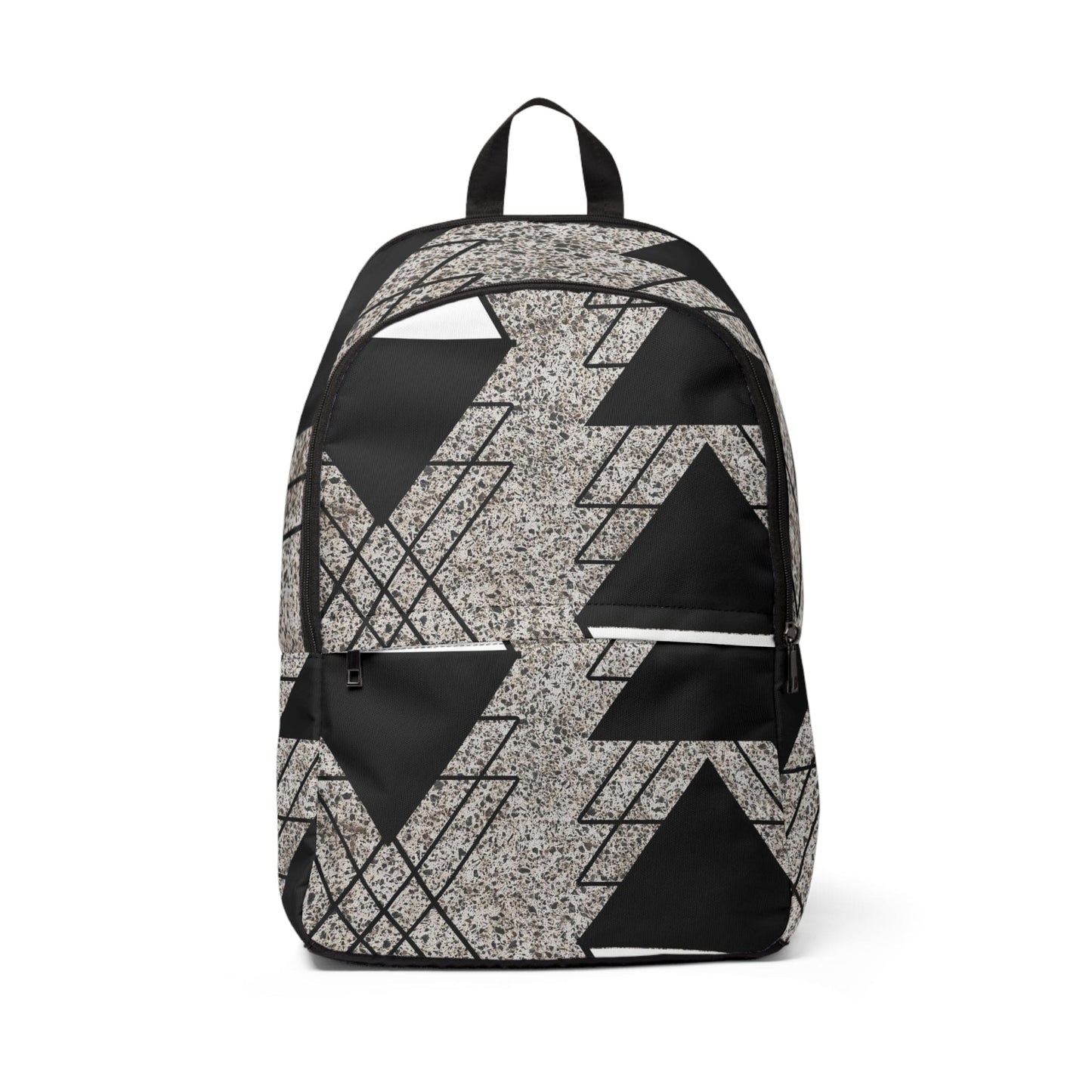 Fashion Backpack Waterproof Black and White Triangular Colorblock