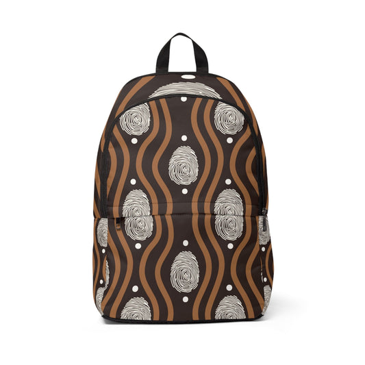 Fashion Backpack Waterproof Brown White Geometric Lines