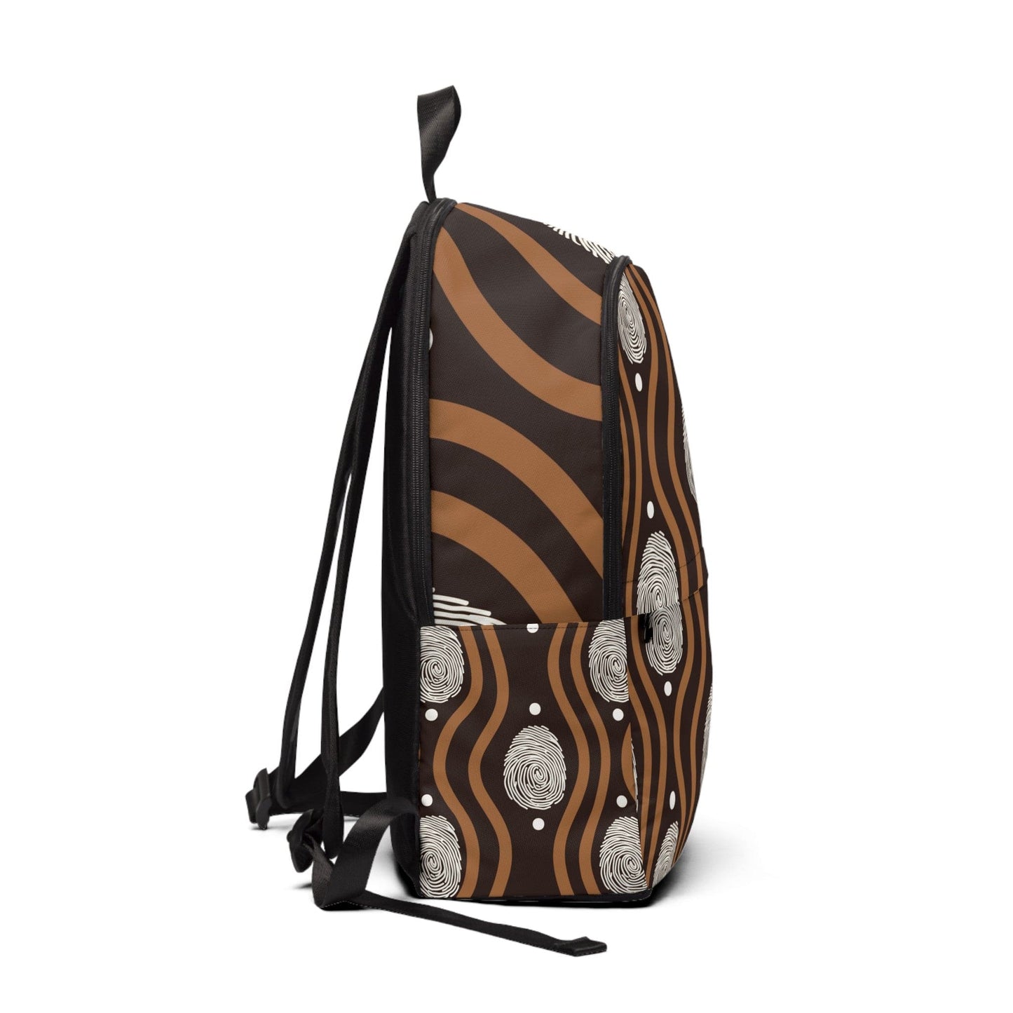 Fashion Backpack Waterproof Brown White Geometric Lines