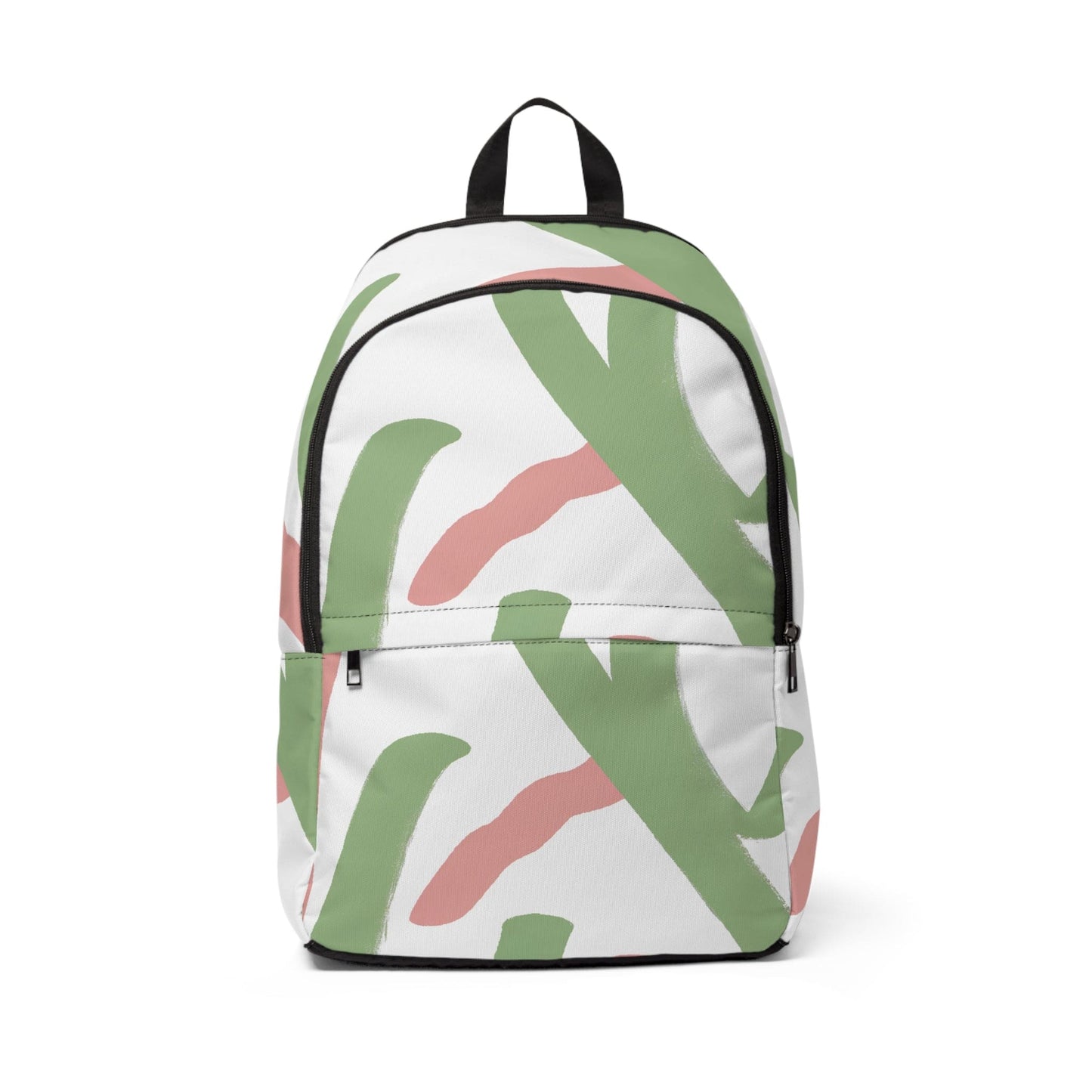 Fashion Backpack Waterproof Green Mauve Abstract Brush Stroke Pattern