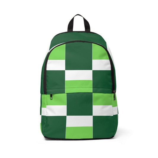 Fashion Backpack Waterproof Green White Colorblock Grid Lines