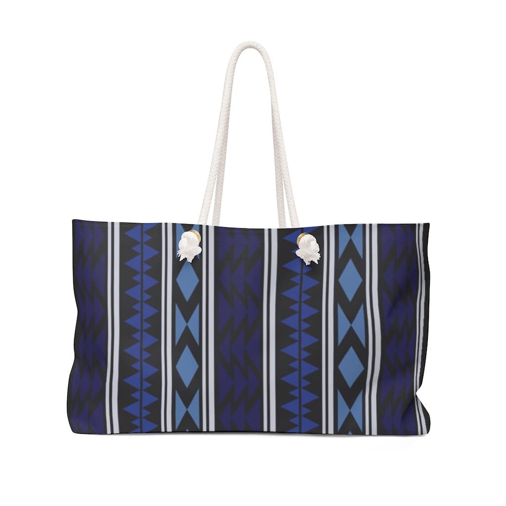 Weekender Tote Bag - Dark Blue Aztec Print